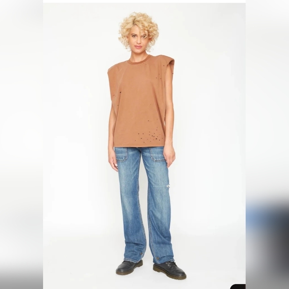 Free People x Sandrine Rose NWOTs Shoulder Pad Tee In Burnt